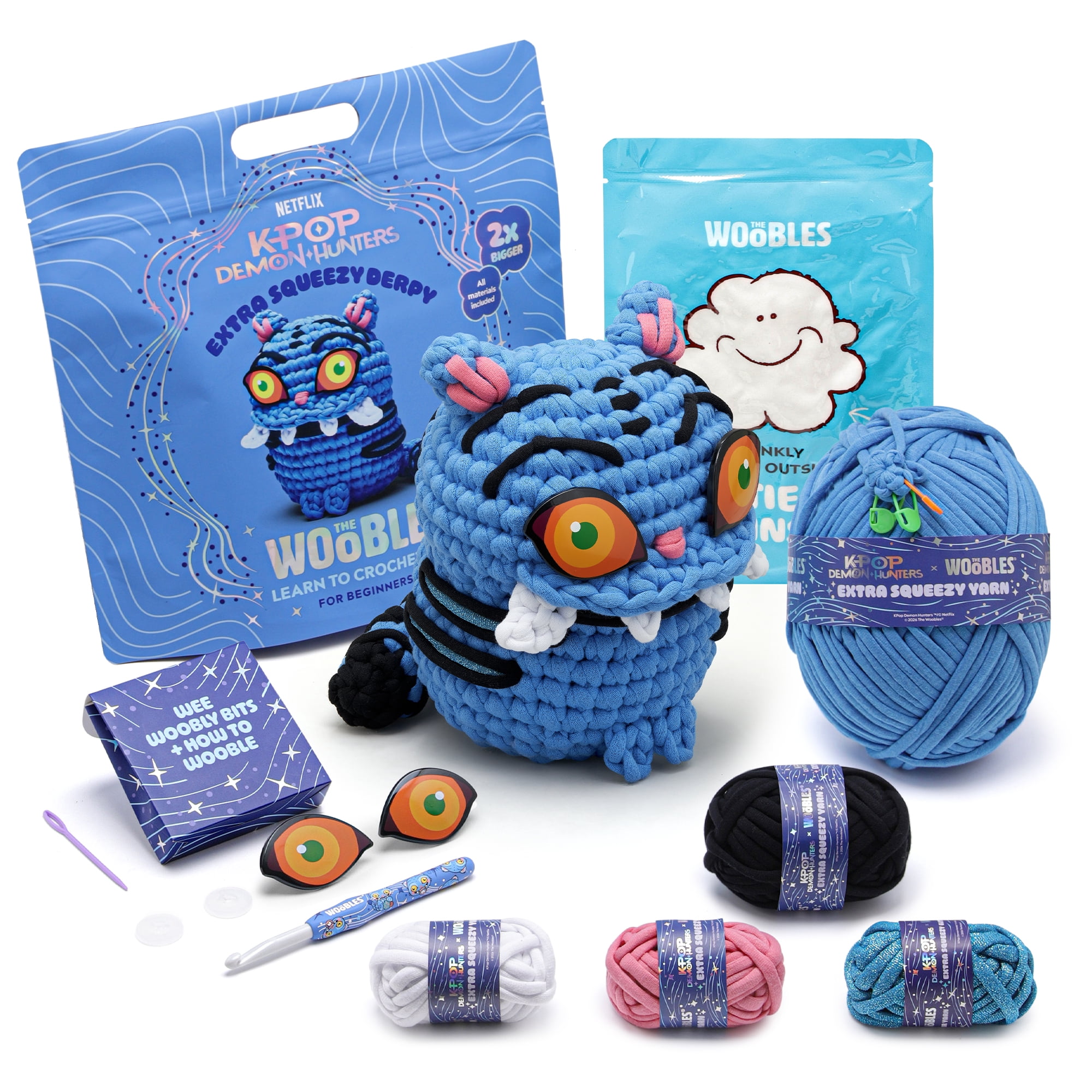The Woobles Beginner Crochet Amigurumi Kits - Derpy Tiger