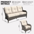 thumbnail image 4 of Meetleisure 3 Piece Wicker Patio Furniture Set, Rattan Chairs with 3-Seater Sofa, High Back, Deep Seating, Wide Armrest, Thick Cushions for Deck Porch, Beige, 4 of 9