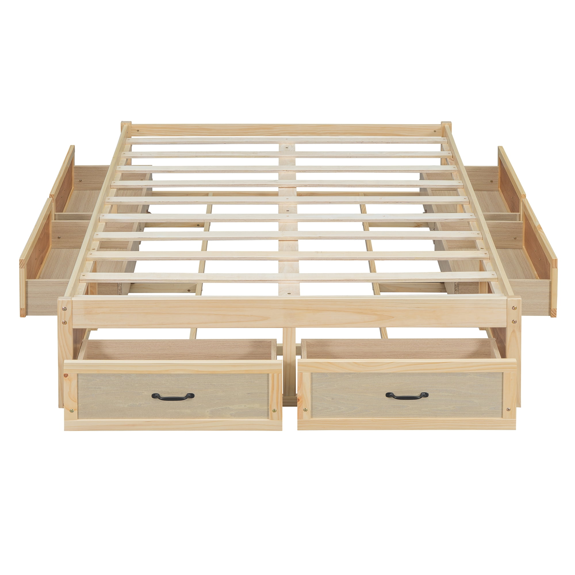 Aukfa Queen Size Storage Platform Bed with 6 Drawers, Farmhouse Captain Bed Frame, Antique Oak