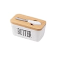 thumbnail image 2 of Ceramic Butter Dish with Lid and Knife - Nordic Style Butter Keeper for Freshness, Cheese Storage Container, 2 of 6