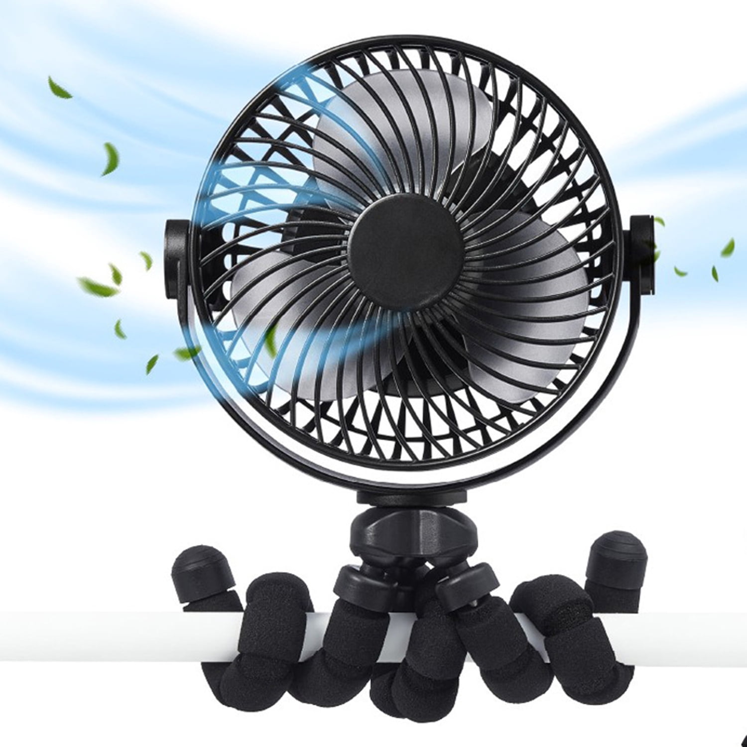 airbro 5-In. Portable Squid Fan with Flexible Tripod Legs, 4 Speeds, 800-mAh Rechargeable Battery, up to 5 Hours Run Time, 360° Air Flow