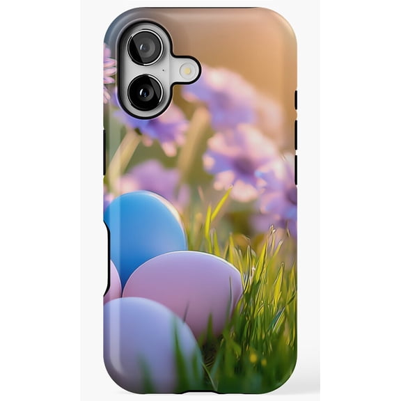 Pastel Easter Eggs Spring Purple Flowers Phone Case for iPhone 11 12 13 14 15 16 17 Pro Max