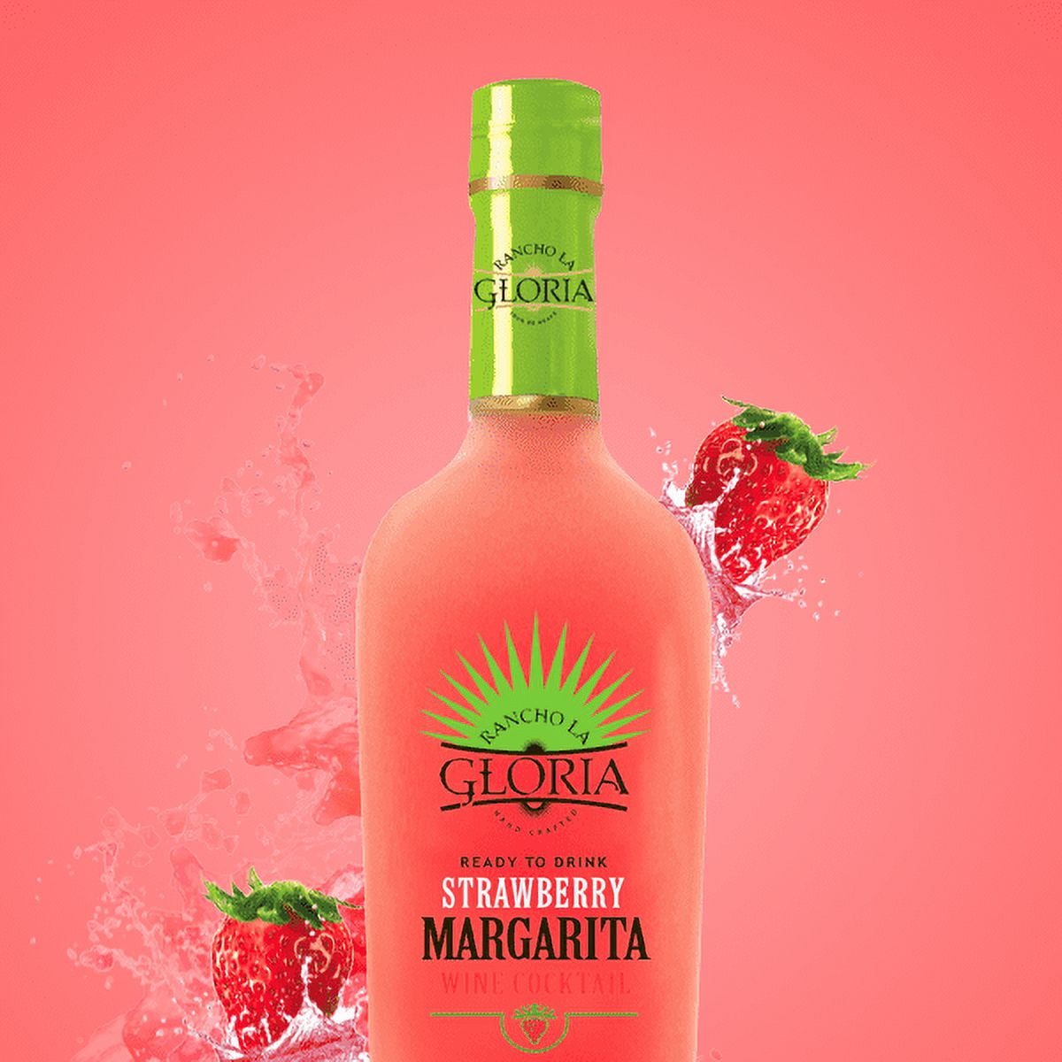 Rancho La Gloria Strawberry Margarita Wine Cocktail, 13.9% ABV, 750ml Glass Bottle, 5-150ml Servings