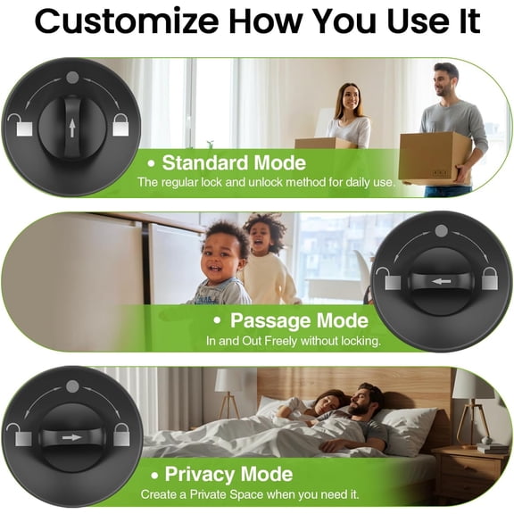 Smart Biometric Fingerprint Door Knob 3-in-1, App Controlled Keyless Entry, Auto Lock, Thumbprint Door Lock for Home, Bedroom, Garage & Office