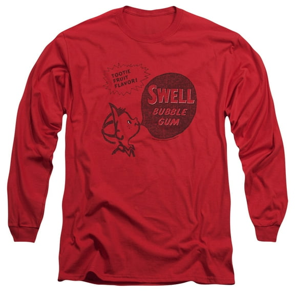 Dubble Bubble Swell Gum Long Sleeve Adult 18/1 T-Shirt Red