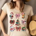 thumbnail image 4 of Book Lover Christmas Icons T-Shirt | Cute Santa Snowman Book Tree Holiday Tee, Azalea, Size S, 4 of 6