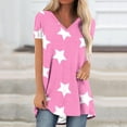 thumbnail image 1 of Fiudx Camisetas para Mujer Top de Manga Corta con Cuello En V Raglán con Parte Delantera Corta y Espalda Larga con Estampado Navideño Informal a La Moda para Mujer, 1 of 5