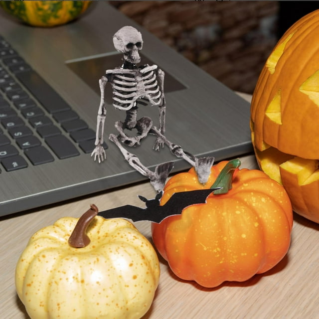 YIMWNYI Halloween Skeleton Decoration Mini Skull Figure, Realistic Human Skeleton Model, Indoor Outdoor Props for Parties, Halloween Decor, Unique Decorative Display