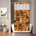 thumbnail image 2 of No Hook Shower Curtain, Orange Black Halloween Shower Curtains for Bathroom with See Through Top Window, Pumpkins Cat Vintage Art Waterproof & Washable Bath Curtain Stand Up Stall 36"x72", 2 of 9