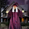thumbnail image 4 of BinKFF 72” Halloween Hanging Witch Decorations Outdoor, Flying Talking Ghost Decor Light Up Eyes Sound Activated, Outside Indoor Haunted House Prop for Lawn Yard Garden, Purple, 4 of 8