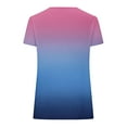 thumbnail image 4 of Delayuji Short Sleeve Womens Tops 2025 Spring Neck Casual Print Tunic T Shirts Womens Tops Blue S Polyester,Spandex Short Sleeve Shirts for Women, 4 of 5