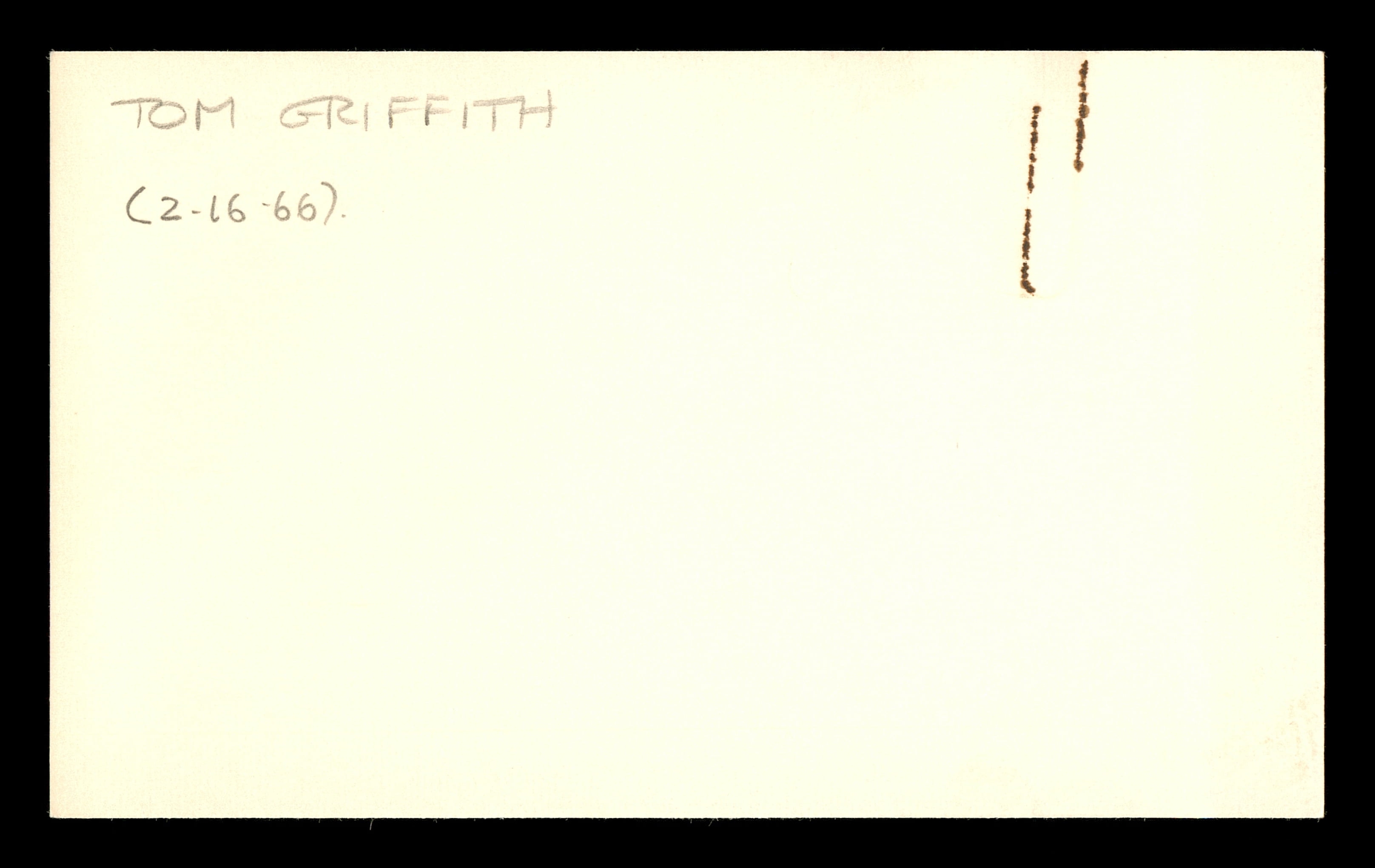 Tommy Griffith Autographed 3x5 Index Card Brooklyn Dodgers "Good Luck" SKU #174152