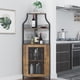 thumbnail image 1 of De esquina wine gabinete con removable wine rack: industrial wine bar gabinete con barn door y adjustable estantes para dining, sala de estar o kitchen in retro brown, 1 of 8