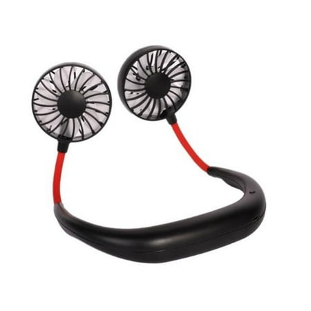 

Bellaven Portable Fan USB Rechargeable Wearable Hands Free Neckband Fan Personal Mini Neck Dual Fan 3 Speed Adjustable for Home Office Travel.Black+Red