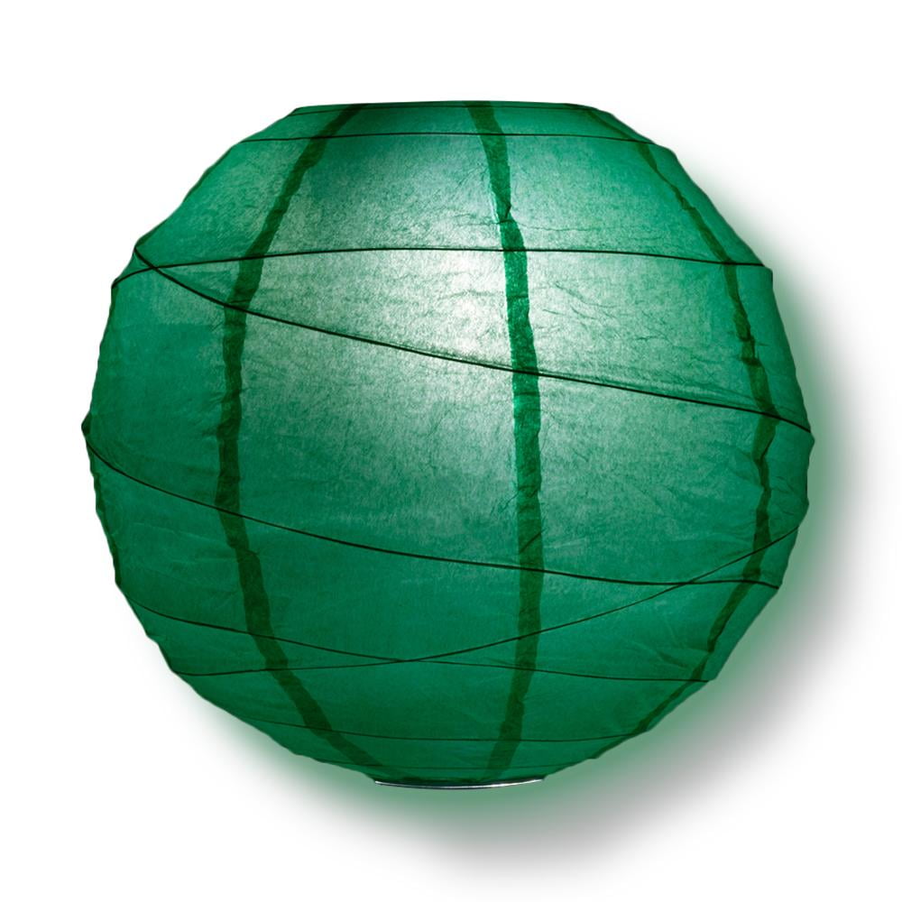 Quasimoon 12' Arcadia Teal Green Round Paper Lantern, Crisscross Ribbing, Hanging Decoration