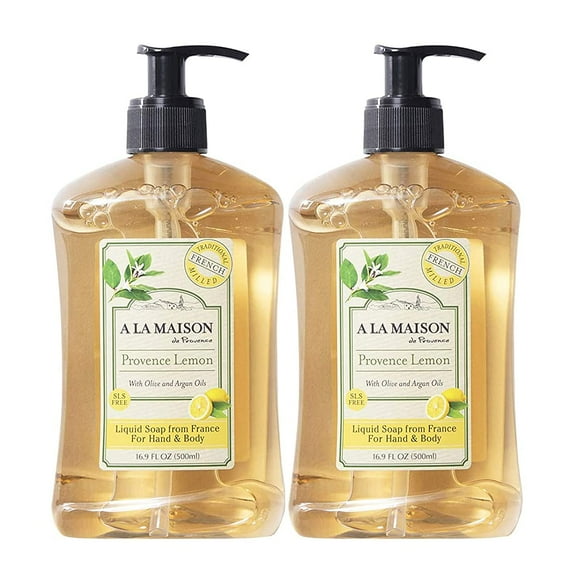 Jabón de manos líquido A LA MAISON Provence Lemon - Jabón hidratante natural triple molido francés (botella de 16.9 oz)