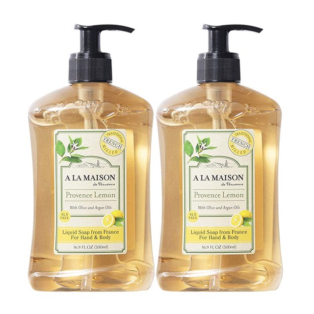 Jabón de manos líquido A LA MAISON Provence Lemon - Jabón hidratante natural triple molido francés (botella de 16.9 oz)