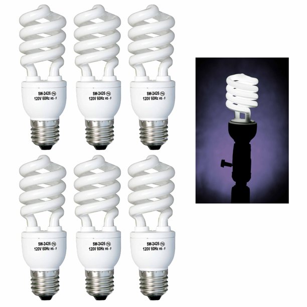 6 CFL Light Bulbs Energy Saving Soft 26W 125 Watt Fluorescent Lighting - Walmart.com