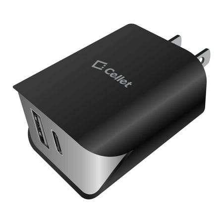 Cellet Wall Charger for OnePlus 10T 5G - UL Certified 18W Fast Charging Dual USB Port (Type-C and USB-A) Home Travel Power Adapter - Black