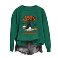 thumbnail image 4 of Cute Spooky Biscuits Graphic Sweatshirt Women Black Cat Ghost Dough Print Crew Neck Long Sleeve Pullover Oversized Fleece Lined Fall Top for Halloween Party Casual Outfits, 4 of 5