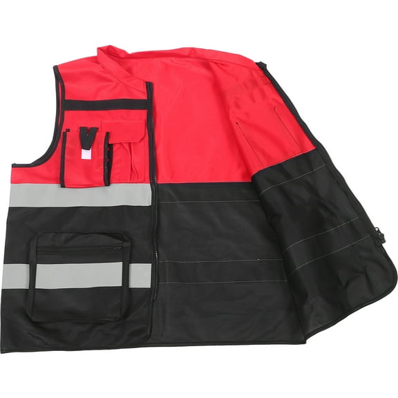 KAKOWELY High Visibility Safe Vest Bright Red with Black 1Pcs 25.6X23.4X0.4In
