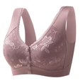 thumbnail image 4 of Gymayou Women Seamless Front Button Wireless Vest Bra for Middle-Aged Ladies Floral Jacquard Easy Front Snap Wide Strap Full Coverage Comfort Bralette Light Violet XL, 4 of 9