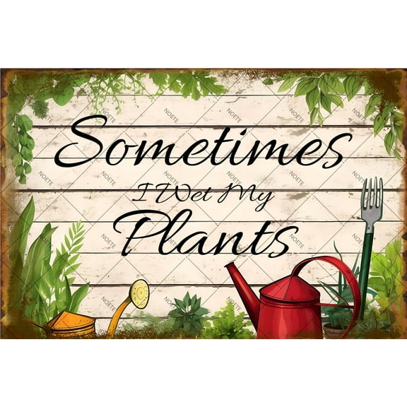 NOETE Funny Plants Metal Tin Sign 12x16 Inch Outdoor Garden Decor, Humorous "Sometimes I Wet My Plants" Sign for Fence, Yard & Home Perfect Gardening Gifts for Women & Plant Lovers