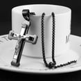 thumbnail image 3 of HZMAN Men's Jesus Stainless Steel Pendant Necklace Cross, 22 + 2 Inch Chain（Black）, 3 of 6