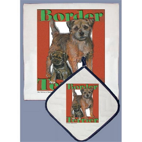 Pipsqueak Productions DP511 Dish Towel and Pot Holder Set - Border Terrier