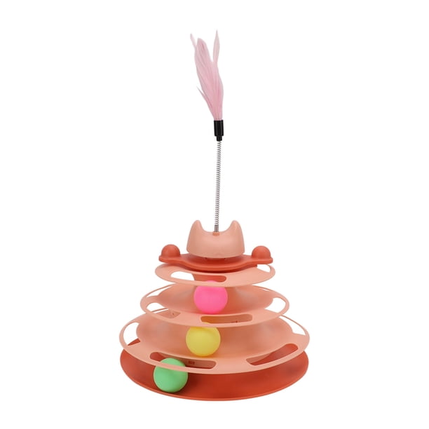 Pista de Bolas para Gatos, 4 Niveles Interactivos para Gatitos, Rodillo de Pista, Juguete para Ejercios, Juguetes para Gatos de Interior, Torre de Bolas para Gatos, Plataforma