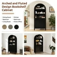 thumbnail image 4 of 72" Tall Arched Bookcase,Black Large Floor Standing Bookshelf with Fluted Doors, Book Case for Living Room Hallway Kitchen Home Office Bedroom, 4 of 7