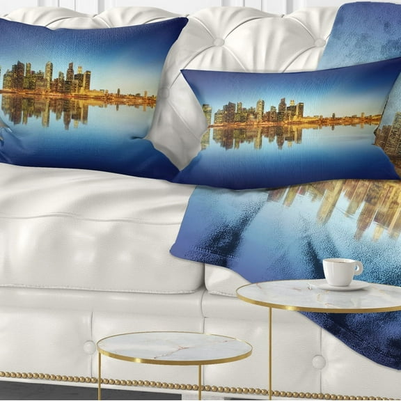 Designart Calm Singapore Skyline - Cityscape Photography Throw Pillow - 12x20