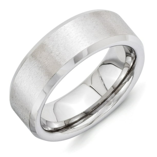 GemApex White Vitalium Ring Band Wedding Beveled