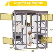 Aivituvin Catio Large Cat House Outdoor Walk in Outdoor Cat Enclosure Indoor Cage Kitty Condo Playpen with Door, Platform, Scratch Post, Hammock - 70