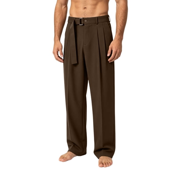 Zpzdpjkx Mens Work Pants Pleated Belt Trousers Wrinkle Resistant Business Commute Office Daily Street Pants for Mens