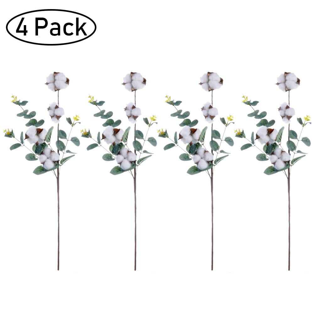 Natural Cotton Ball Stem Spray Pick Dried Branch Foliage Artificial Flowers 2020 