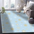 thumbnail image 6 of Christmas Gold Area Rug 2x3ft and White Snowflake Light Blue Non-Slip Washable Square Rugs Soft Felt Indoor Floor Mat for Bedroom Kitchen Living Room Bathroom, 6 of 8