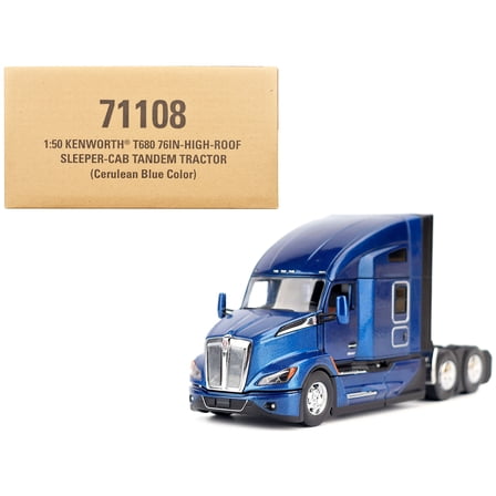 Kenworth T680 Truck Tractor Deep Cerulean Blue Metallic "Transport Series" 1/50 Diecast Model by Diecast Masters
