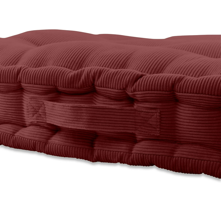 Better Homes Gardens Corduroy Tufted Square Floor Cushion Wine Walmart