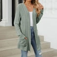 thumbnail image 4 of Vividxx Women 2025 Autumn Mid Long Cardigan Casual Long Sleeve V Neck Knitted Sweater Cardigans With Pocket Fashion, 4 of 9
