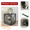 thumbnail image 4 of GZXS Industrial Side Tables, Compact 3-Layer Storage End Tables with Tempered Glass Shelf and Metal Frame, Rustic Wood Grain MDF Top & Bottom Shelf, 4 of 10