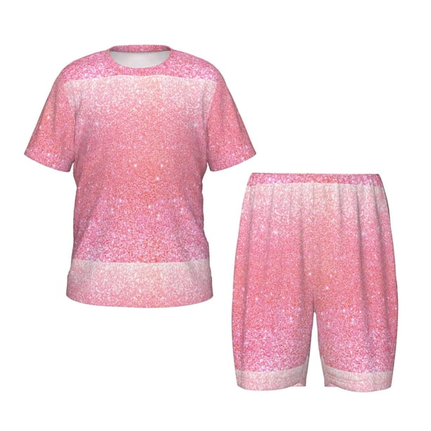 Balery Sparkly Glitter Conjunto de Pijama Infantil de Manga Corta con Estampado – Ropa de Dormir de Algodón Suave-X-Large