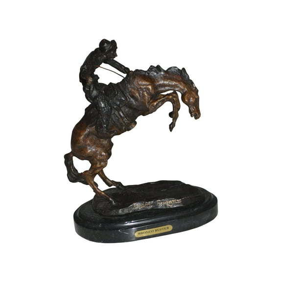Nifao Bronco Buster by Remington Bronze Statue - 3" x 7" x 10"H.