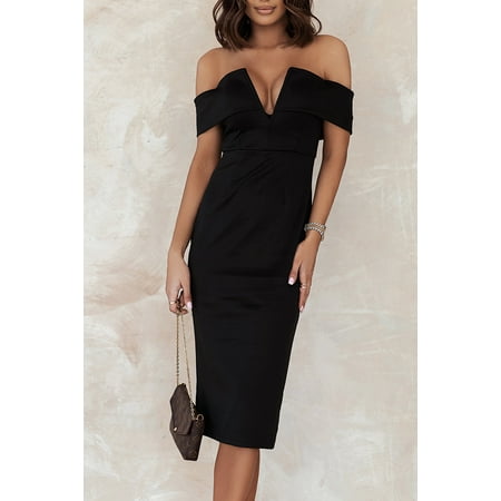 Off-the-shoulder Midi Dress