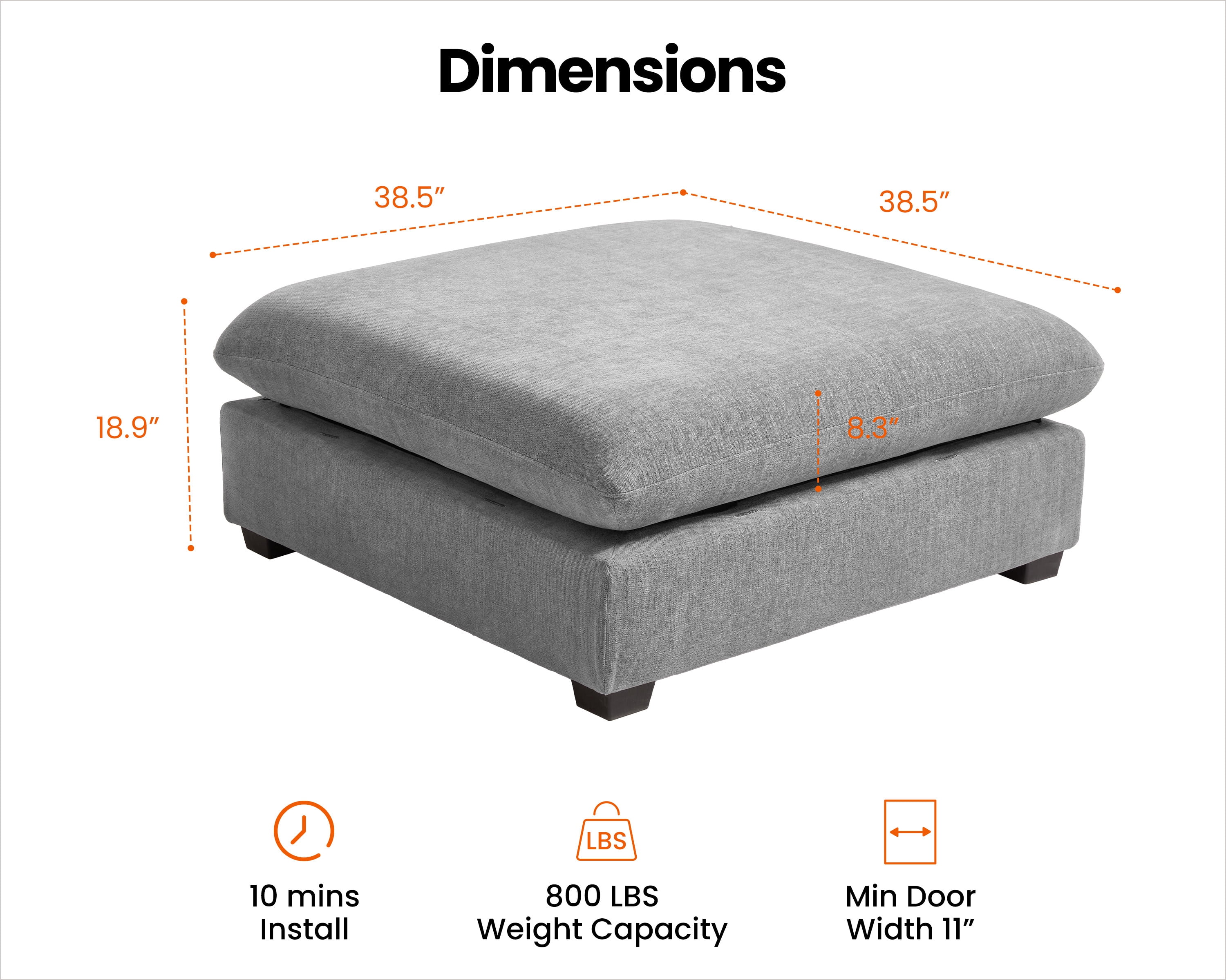 CHIC HOUSE Corduroy Modular Ottoman,Chenille Fabric Single Module for Oversized Sectional Couch,Custom Sofa Layout for Living Room