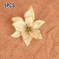 thumbnail image 2 of 5Pcs Christmas Glitter Artificial Poinsettia Flowers Xmas Poinsettia Artificial Wedding Flowers Decorations Xmas Tree Ornaments for Party Favors, 6inch, 2 of 7