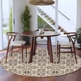 thumbnail image 3 of Round Rugs 5 Ft, Brown Flowers Non Slip Area Rugs for Kitchen Bedroom Entryway, Vintage Country Abstract Floral Patterned Washable Carpet Runner Rug Floor Mats for Bedroom Home Decor, 3 of 8
