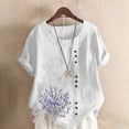 thumbnail image 1 of Lydiaunistar Summer Tops for Women Round-Neck Printed Blouse, Soft Polyester, Casual Daily Wear, Short Sleeve Button T-Shirt, 1 of 4