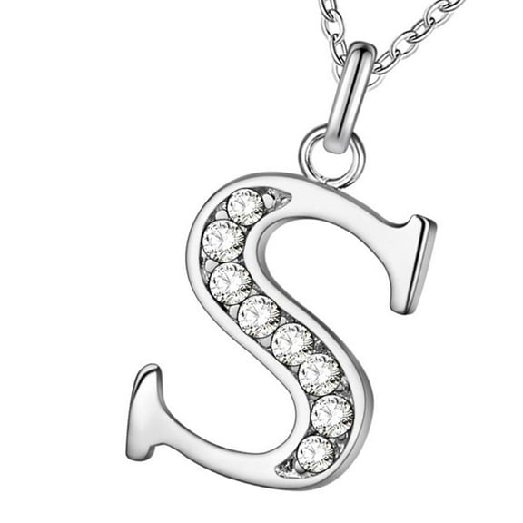 Sunjoy Tech Necklace Popular Silver Plating Copper English Letters Rhinestone Pendant Chain for Party