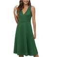 thumbnail image 2 of Gspmoly Robe d'Été, Mode pour Femmes Bohème à Col en V Ample Sans Manches Unie Robe Courte Longueur Mini Robes Formelles pour Femmes Offres Prime, 2 of 8